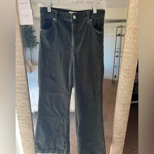 Rolla’s High Rise Flare Dark Green Corduroy Pants